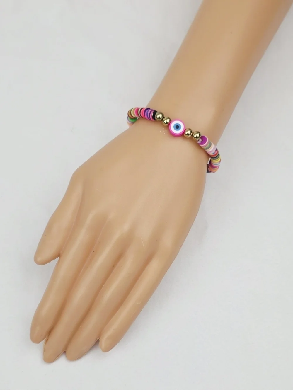 Handmade Clay Bead Multi Color Bracelet